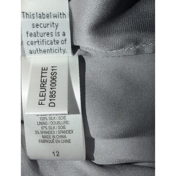 DVF Diane Von Furstenberg Fleurette Silk Dress 12 NWT Silk Gray Chiffon - Picture 5 of 8